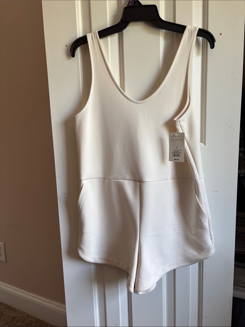 a new day Cream V-Neck Sleeveless Romper